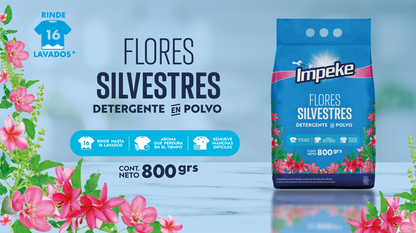 DETERGENTE POLVO 16X800GR FLORES SILVESTRES IMPEKE