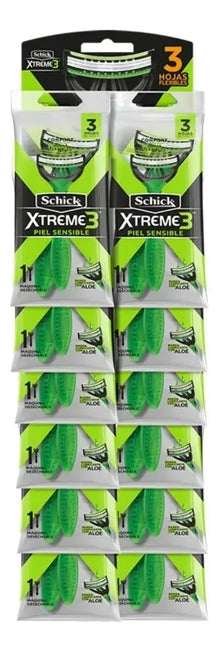 SCHICK EXTREME3 PIEL SENSIBLE X 12